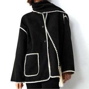 Commense Contrast Trim Jacket (just the jacket, no scarf) - Size L